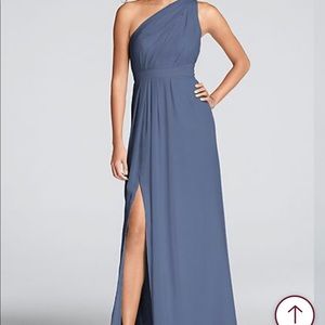 David’s Bridal Steel Blue Bridesmaid Dress